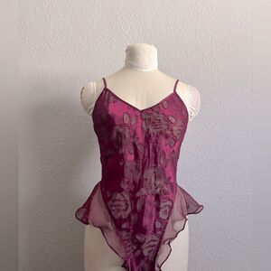 Victorias Secret Gold Label Maroon Floral Teddy Size Small
